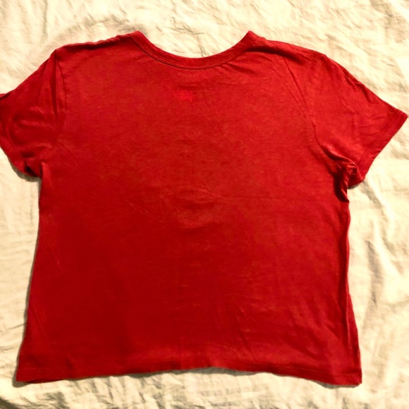 EXPRESS Red Graphic Sporty Logo Modal Knit TShirt athletique sizeL like new cond - Picture 3 of 11
